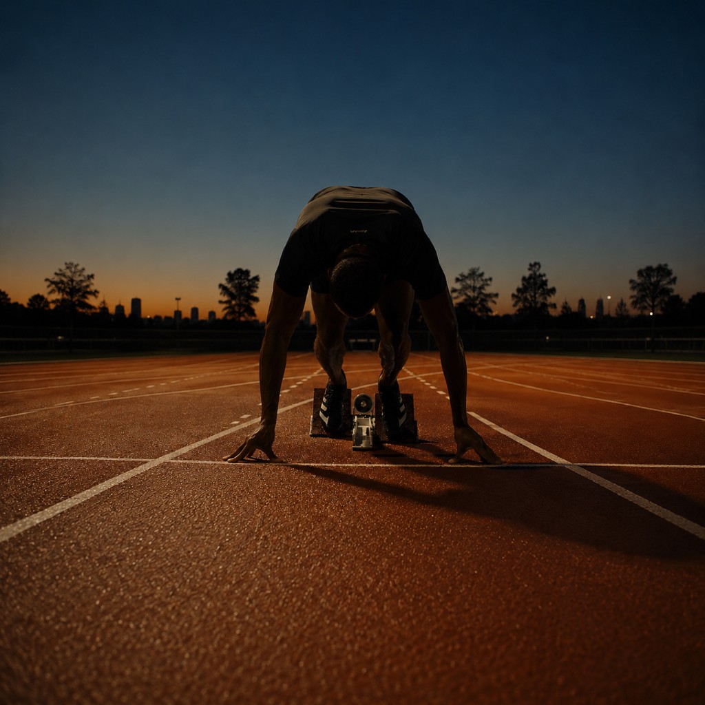 Athlete in the starting blocks